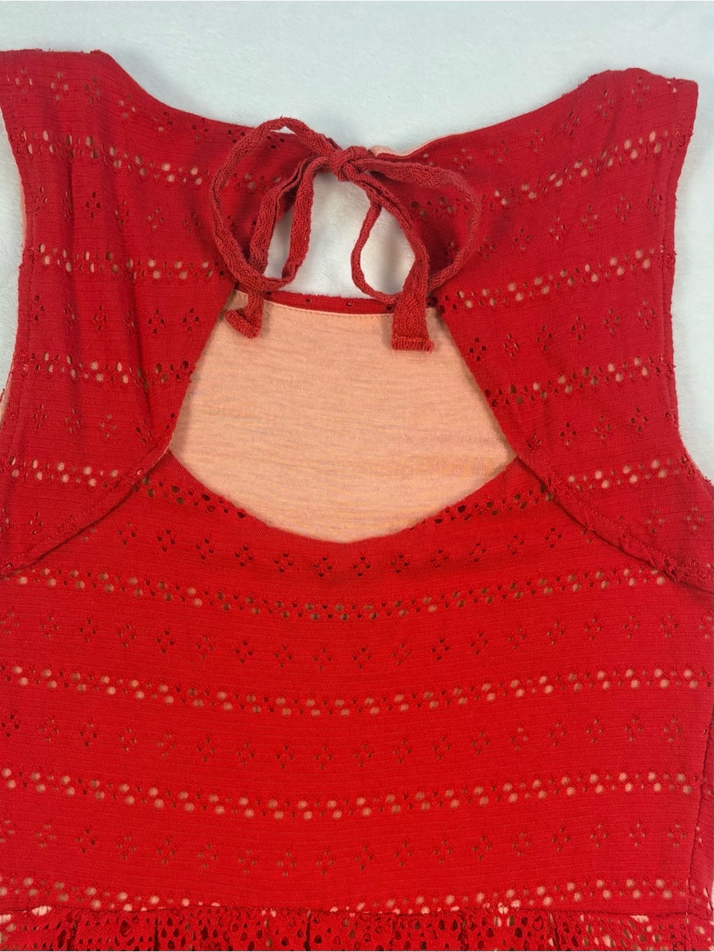 ANTHROPOLOGIE Postmark Sunstream Red Eyelet Fit Flare Mini Dress XS - Picture 10 of 12